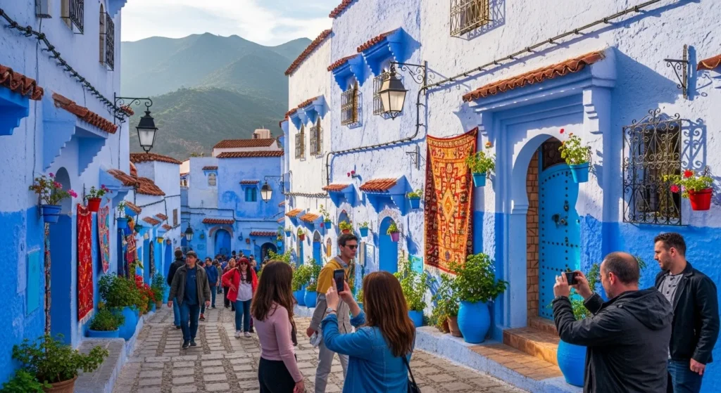 Blue-washed buildings of Chefchaouen in the Rif Mountains - Best places to see in Morocco
