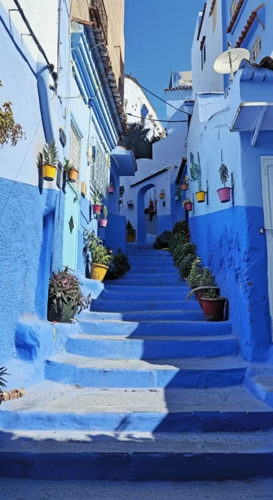 Iconic blue streets of Chefchaouen, Morocco, a popular addition to a longer Morocco itinerary.