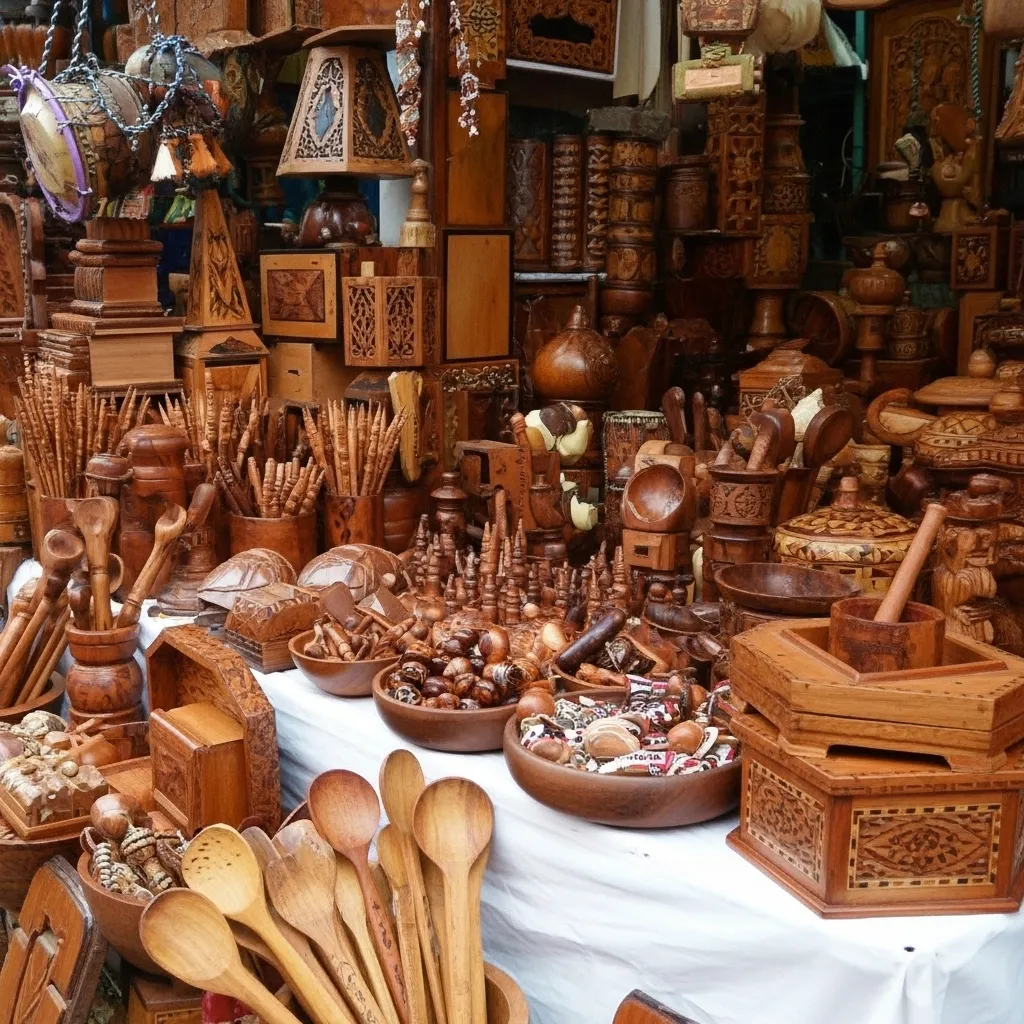 An artisan in Essaouira, Morocco, skillfully carves fragrant Thuya wood, highlighting the local craftsmanship available for shopping in the medina.