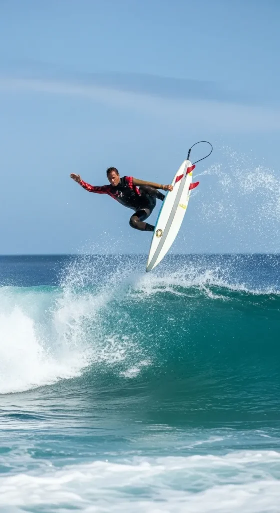 An experienced surfer executes a sharp turn on a powerful wave at The Cathedral point, a popular Imsouane surf spot for advanced riders.