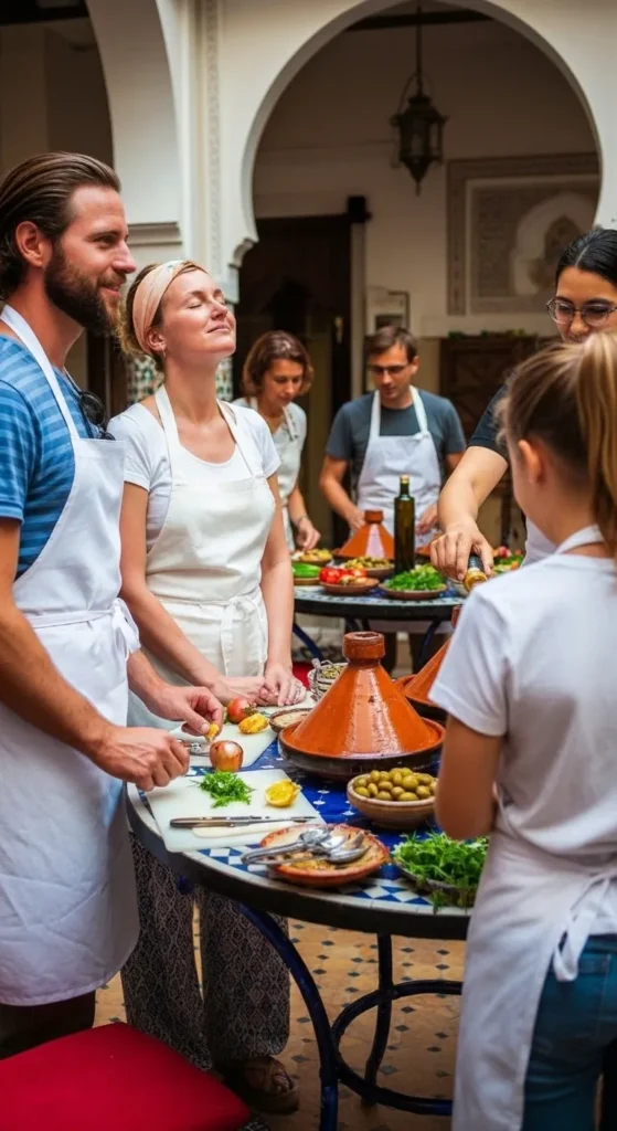 Hands preparing a traditional Moroccan tagine in an Agadir cooking class