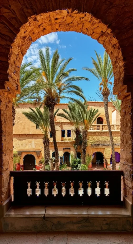 Traditional stone architecture and artisan shops in Medina d'Agadir