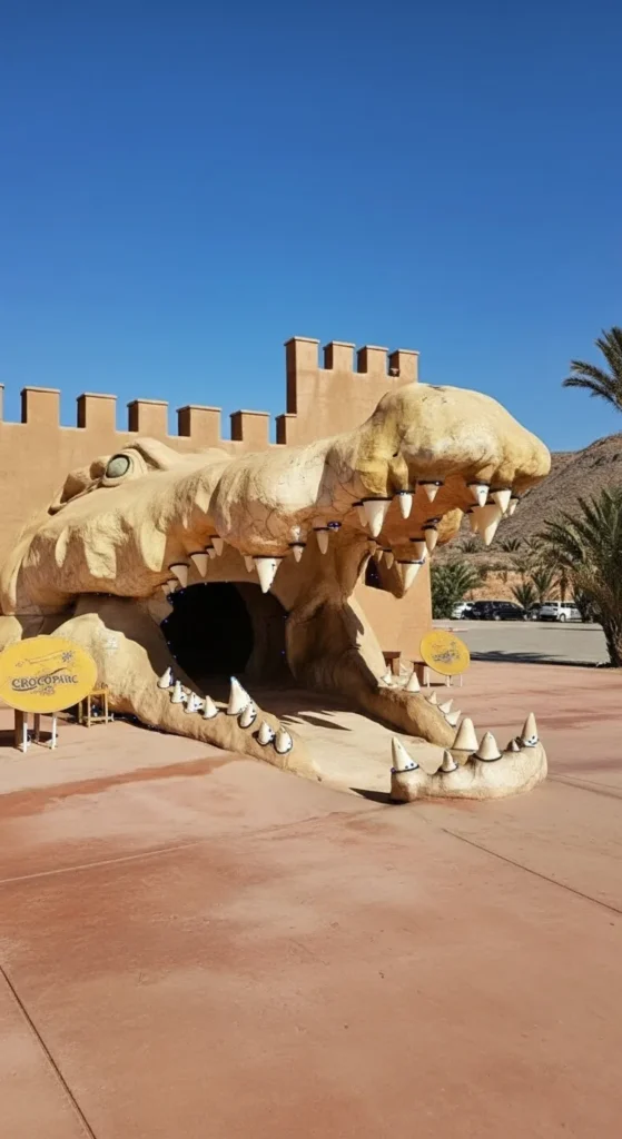 crocodiles in the lush botanical gardens of Crocoparc Agadir