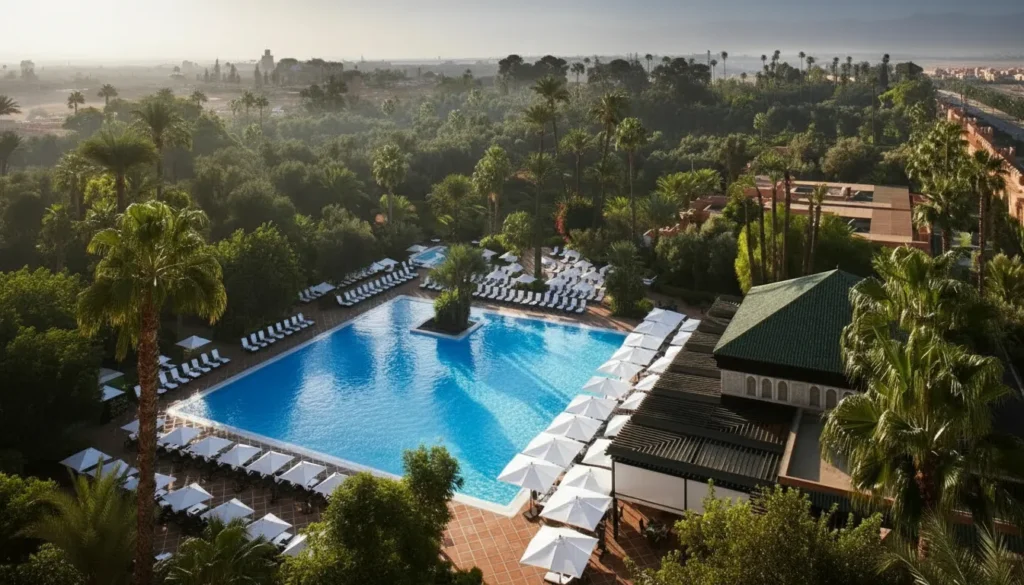 Luxury resort pool setting for an all inclusive morocco vacation.