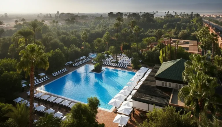 Luxury resort pool setting for an all inclusive morocco vacation.