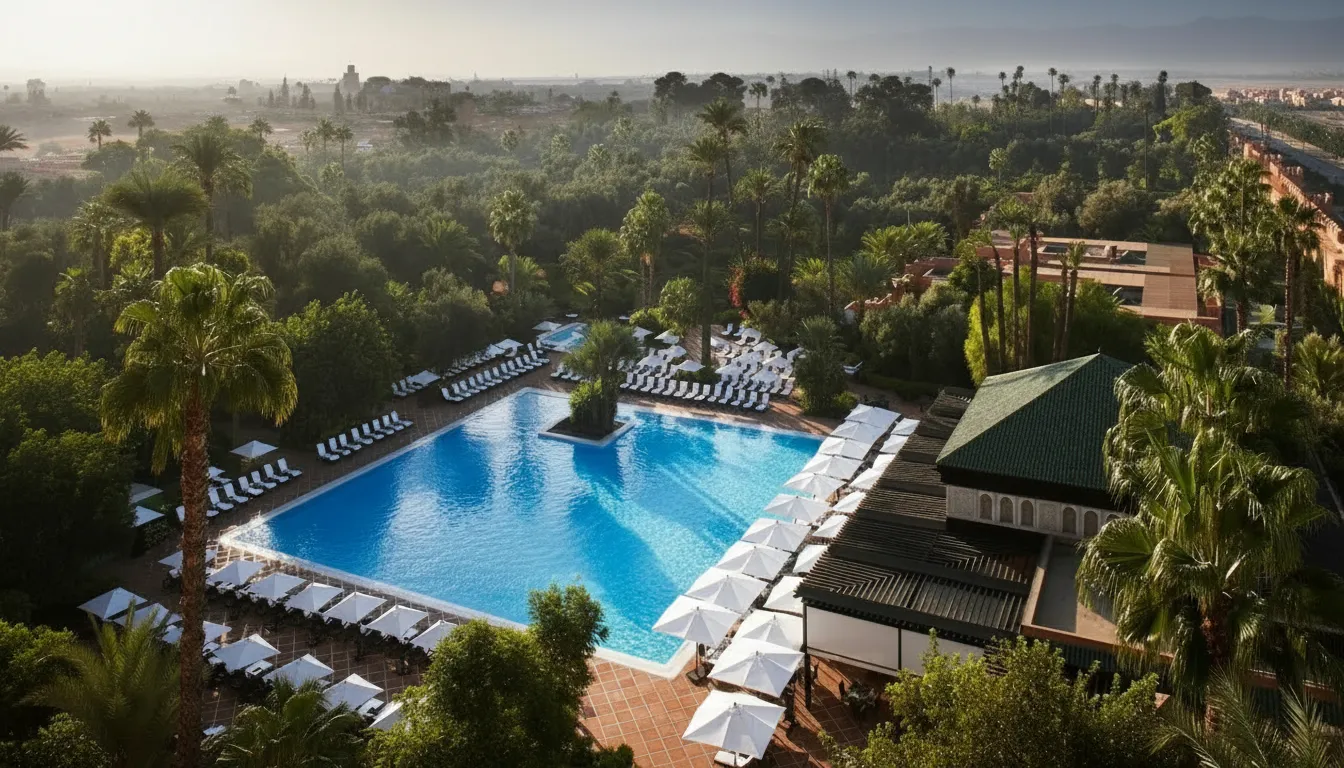 Luxury resort pool setting for an all inclusive morocco vacation.